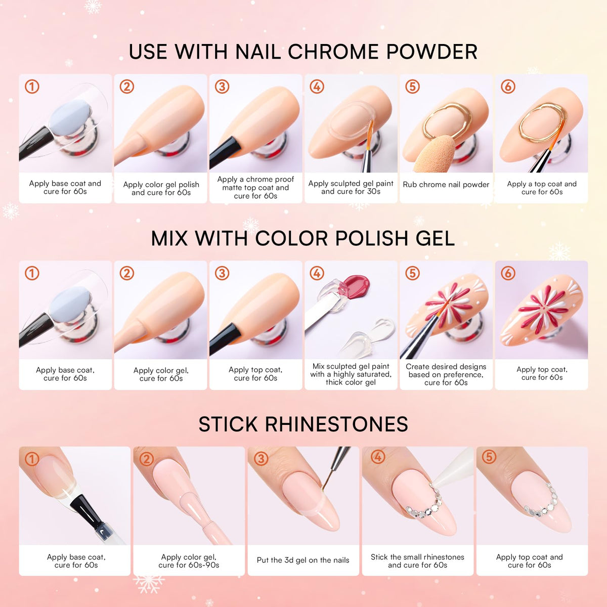 Finished nail art using Makartt 3D Gel Nail Art Kit