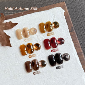 Finished nails using GAOY Jelly Brown Tortoise Gel Nail Polish