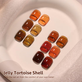 Finished nails using GAOY Jelly Tortoise Brown Gel Nail Polish