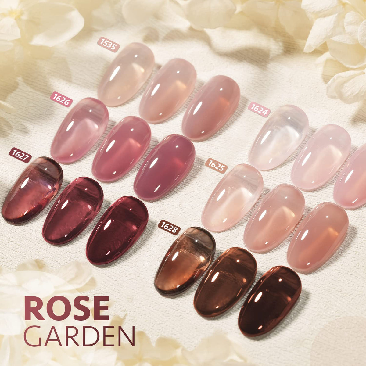 Finished nails using GAOY Rose Garden Jelly Gel Nail Polish