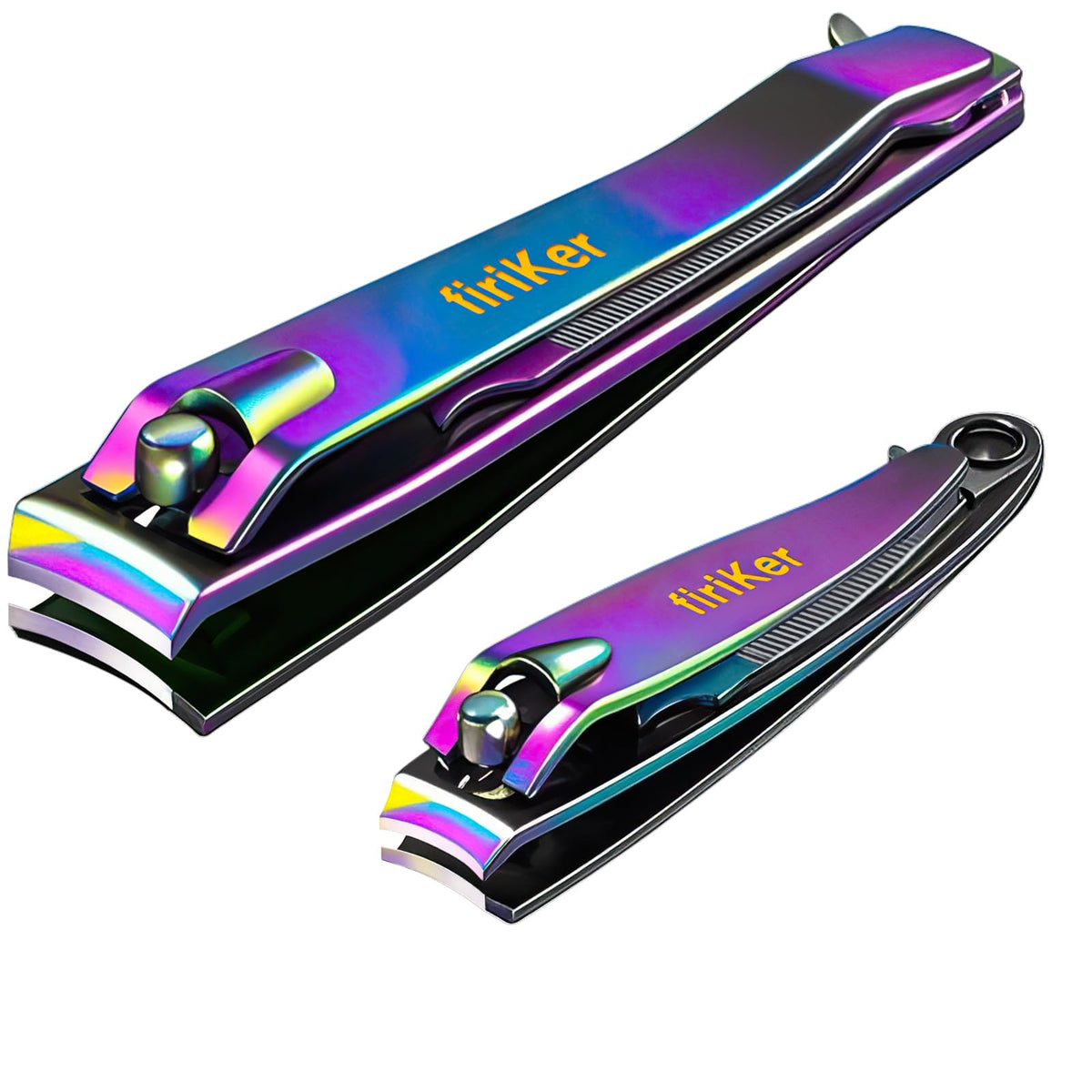 firiKer Nail Clippers Set with rainbow design front view