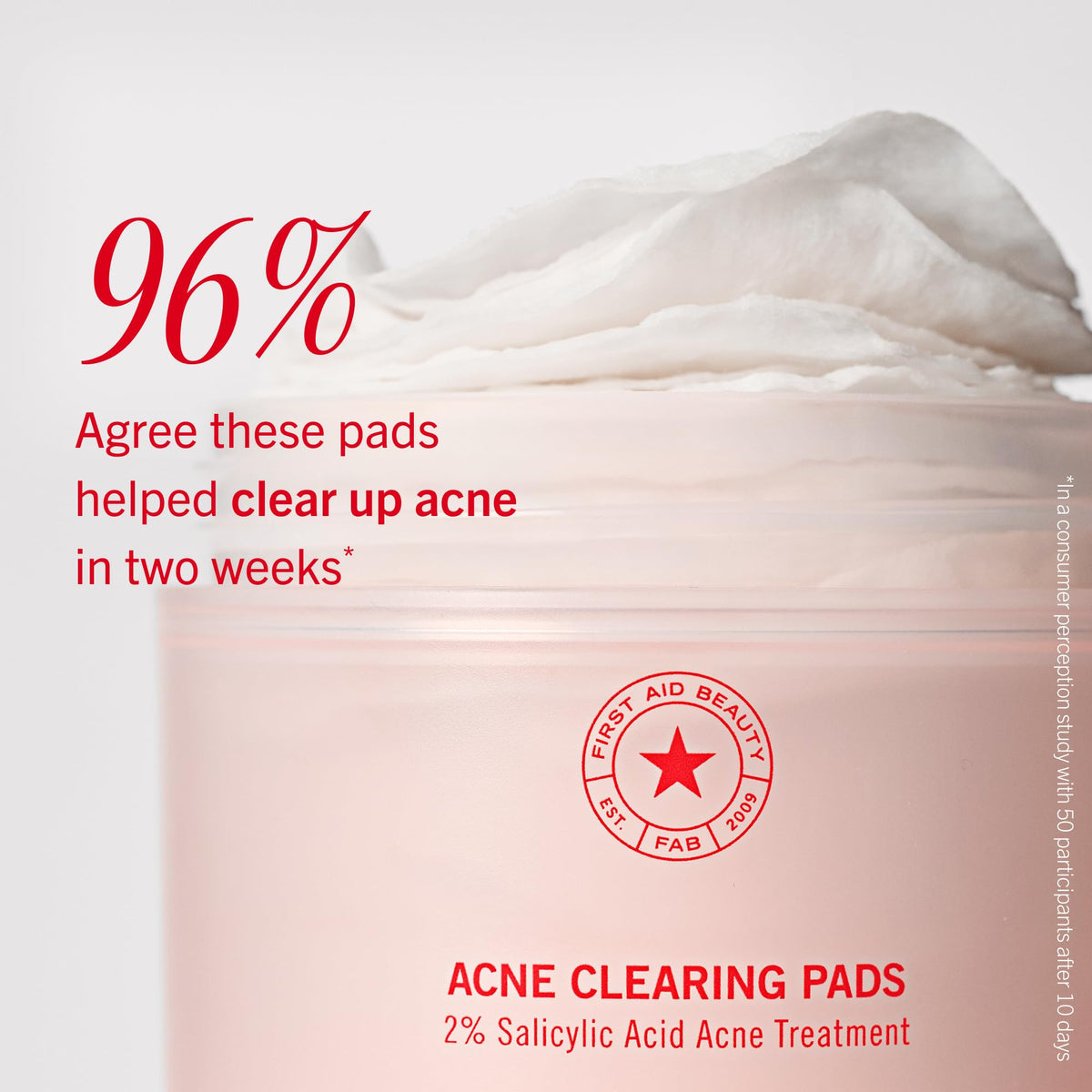 First Aid Beauty Acne Pads on bathroom counter