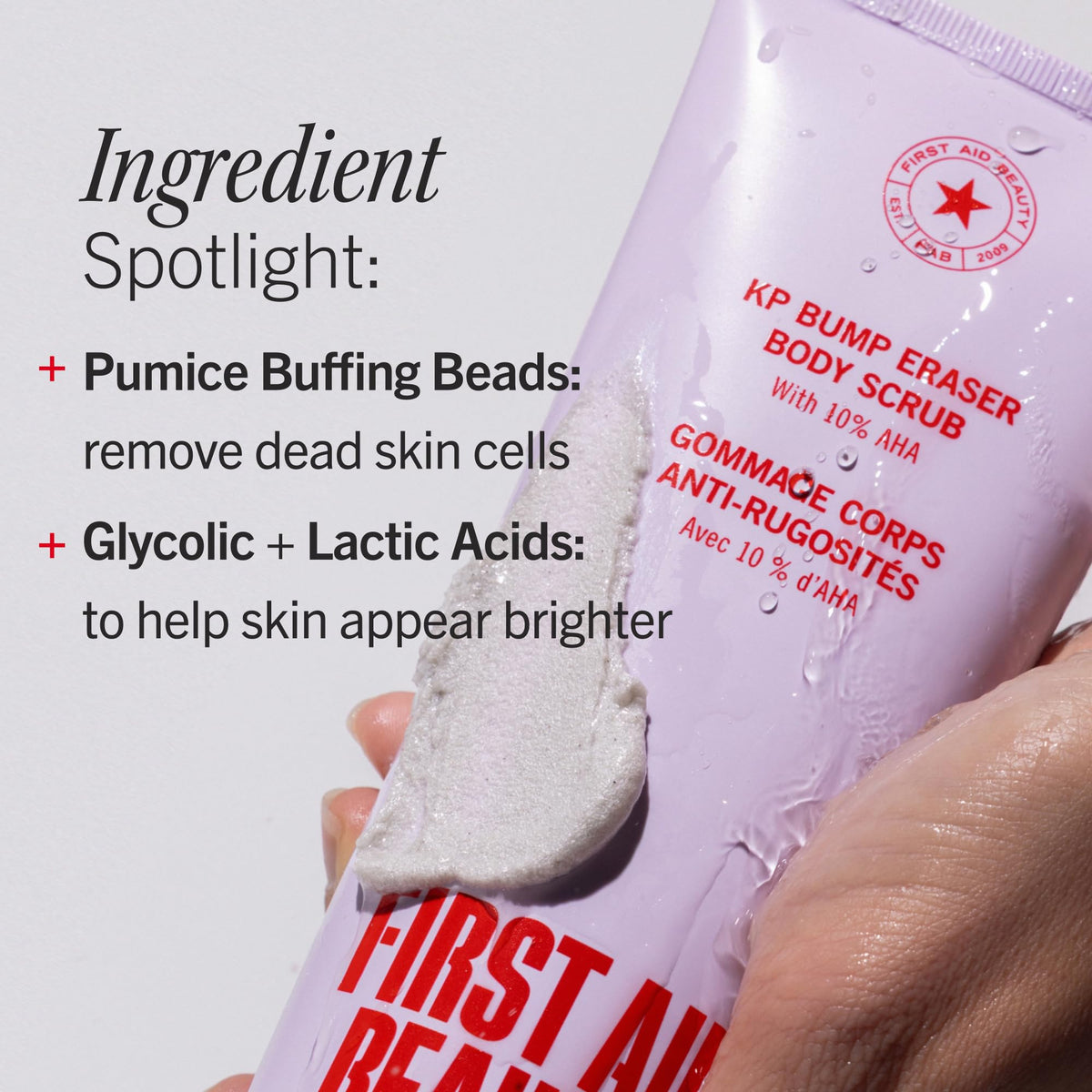 First Aid Beauty KP Bump Eraser Body Scrub 10% AHA lifestyle scene