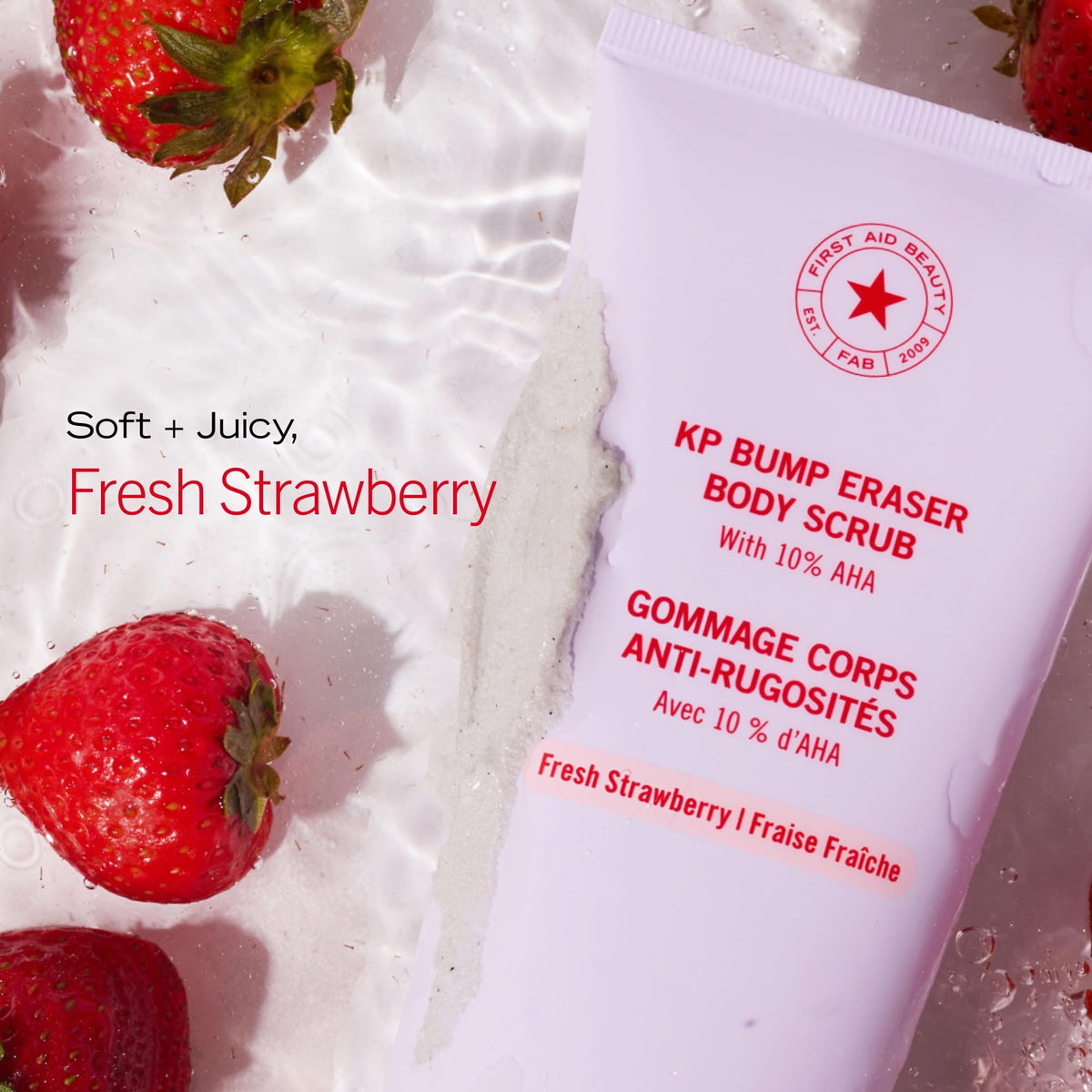 First Aid Beauty KP Bump Eraser Body Scrub in use on skin