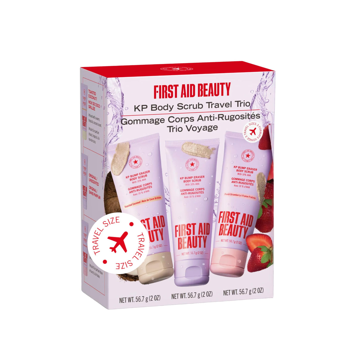 First Aid Beauty KP Bump Eraser Body Scrub Trio packaging front view