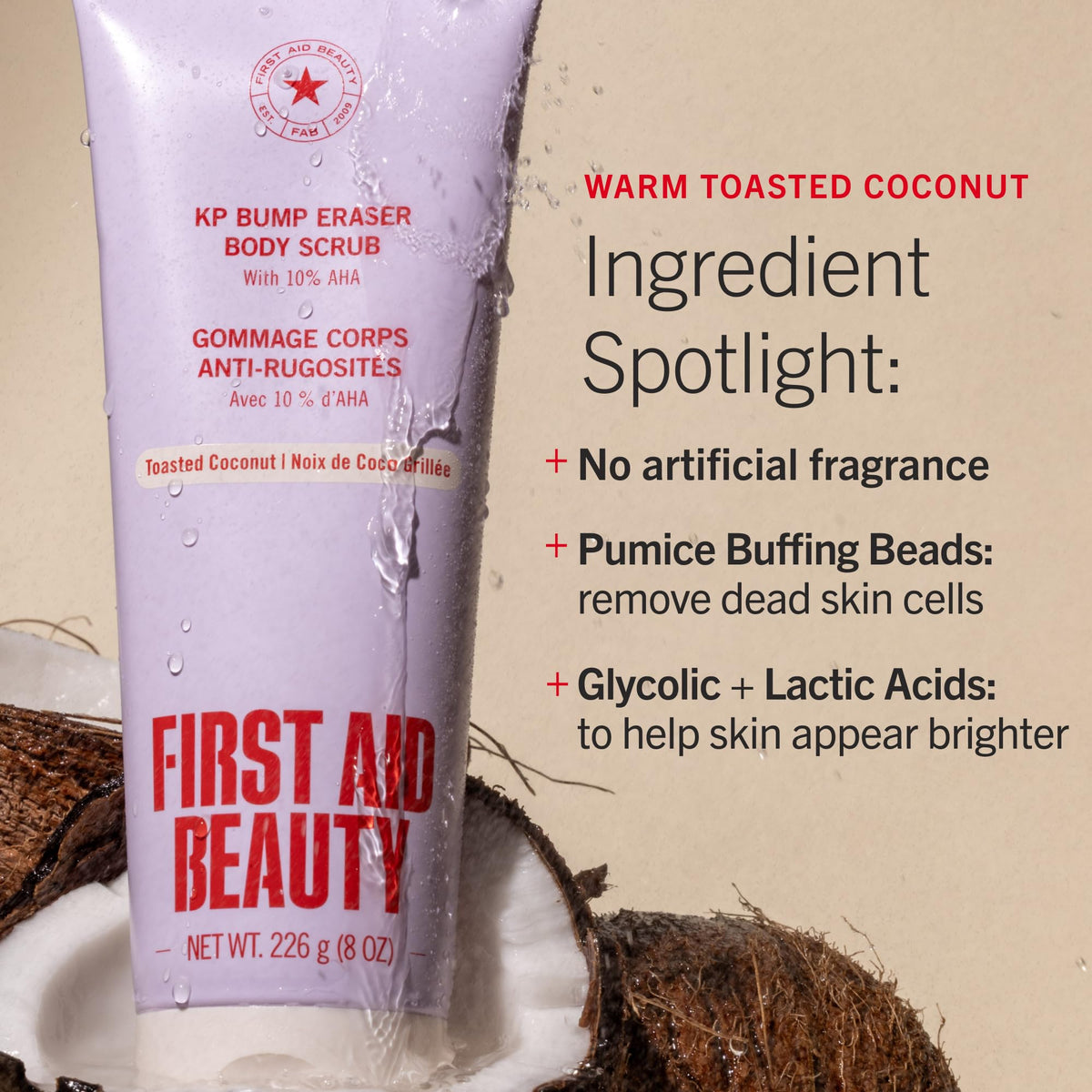 First Aid Beauty KP Bump Eraser Scrub 10% AHA texture close-up