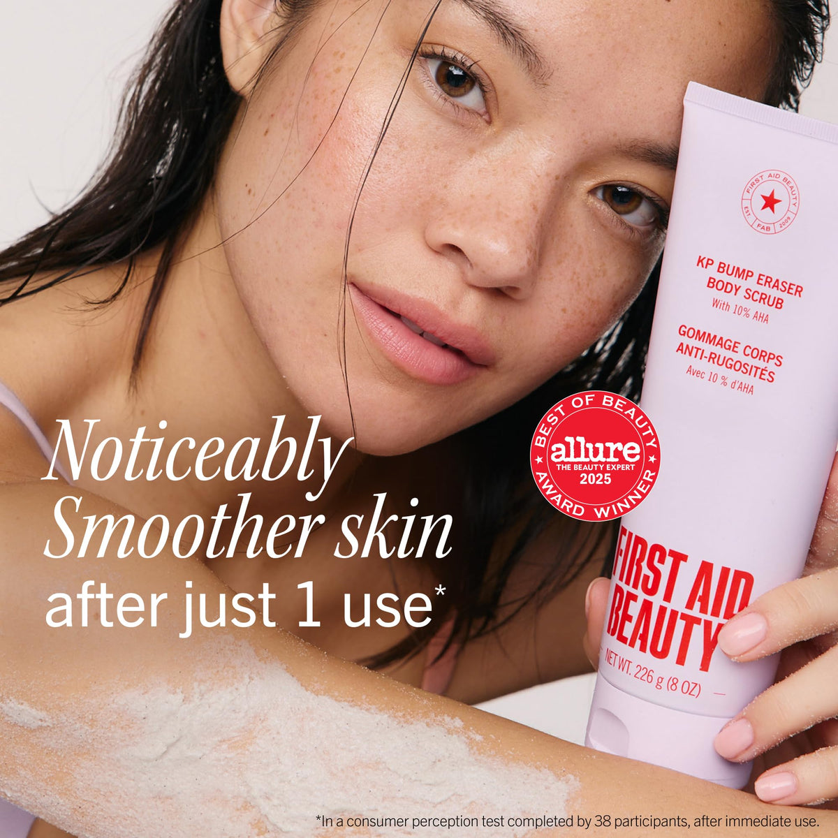 First Aid Beauty KP Bump Eraser Scrub 10% AHA texture close-up