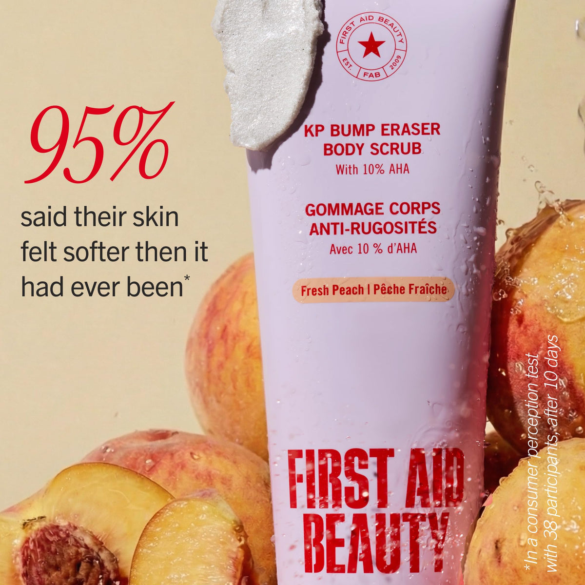 First Aid Beauty KP Bump Eraser Scrub in bathroom setting