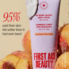 First Aid Beauty KP Bump Eraser Scrub in bathroom setting