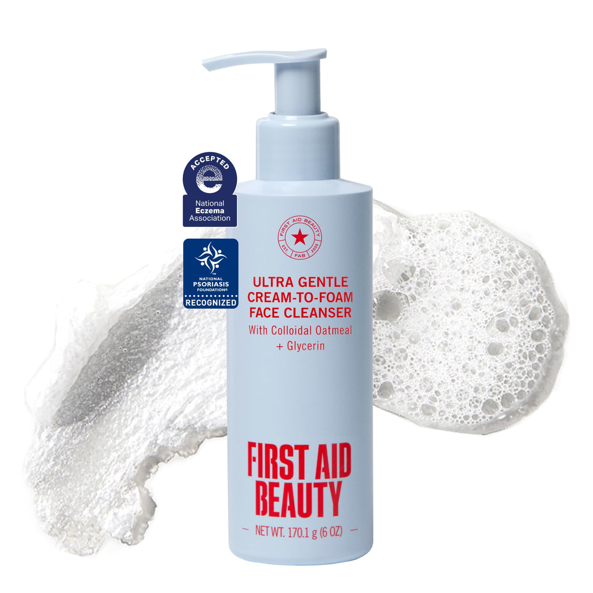 First Aid Beauty Ultra Gentle Cream-to-Foam Cleanser front view 6 oz