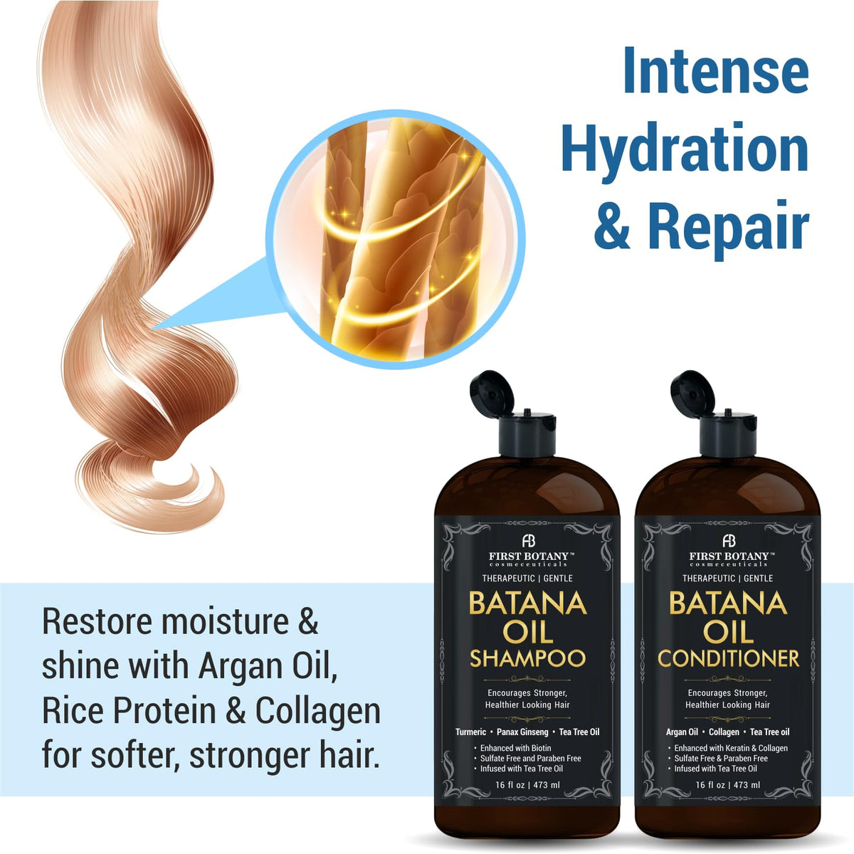 First Botany Batana Oil Shampoo and Conditioner with ingredients