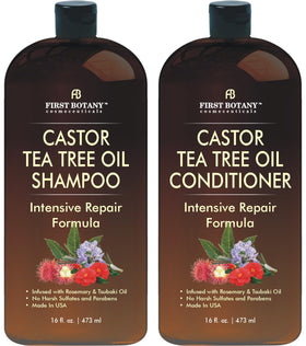 First Botany Castor Tea Tree Shampoo Conditioner Set 16 oz front view