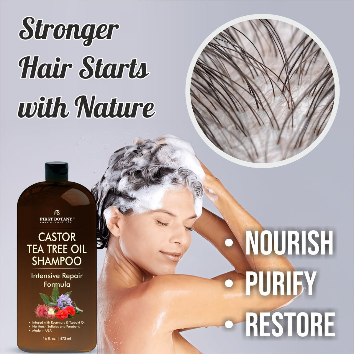 First Botany Castor Tea Tree Shampoo Conditioner Set with natural ingredients