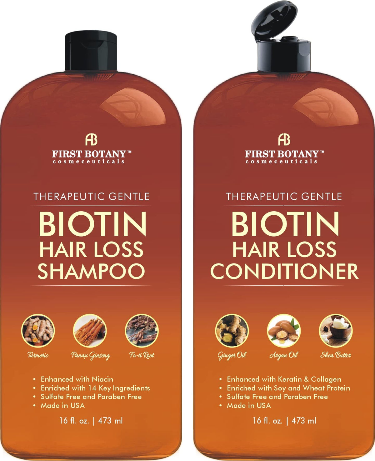 First Botany Hair Growth Shampoo front view, 16 fl oz bottle