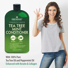 First Botany Tea Tree Mint Shampoo and Conditioner set with fresh mint leaves