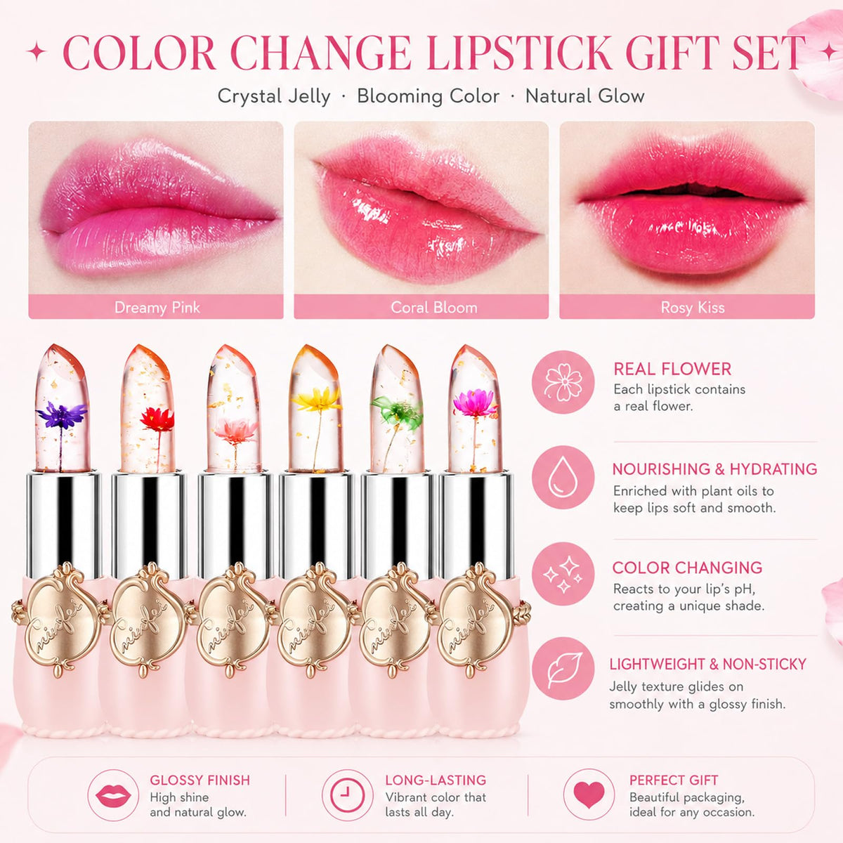 firstfly Crystal Flower Lipstick showing flower infusion