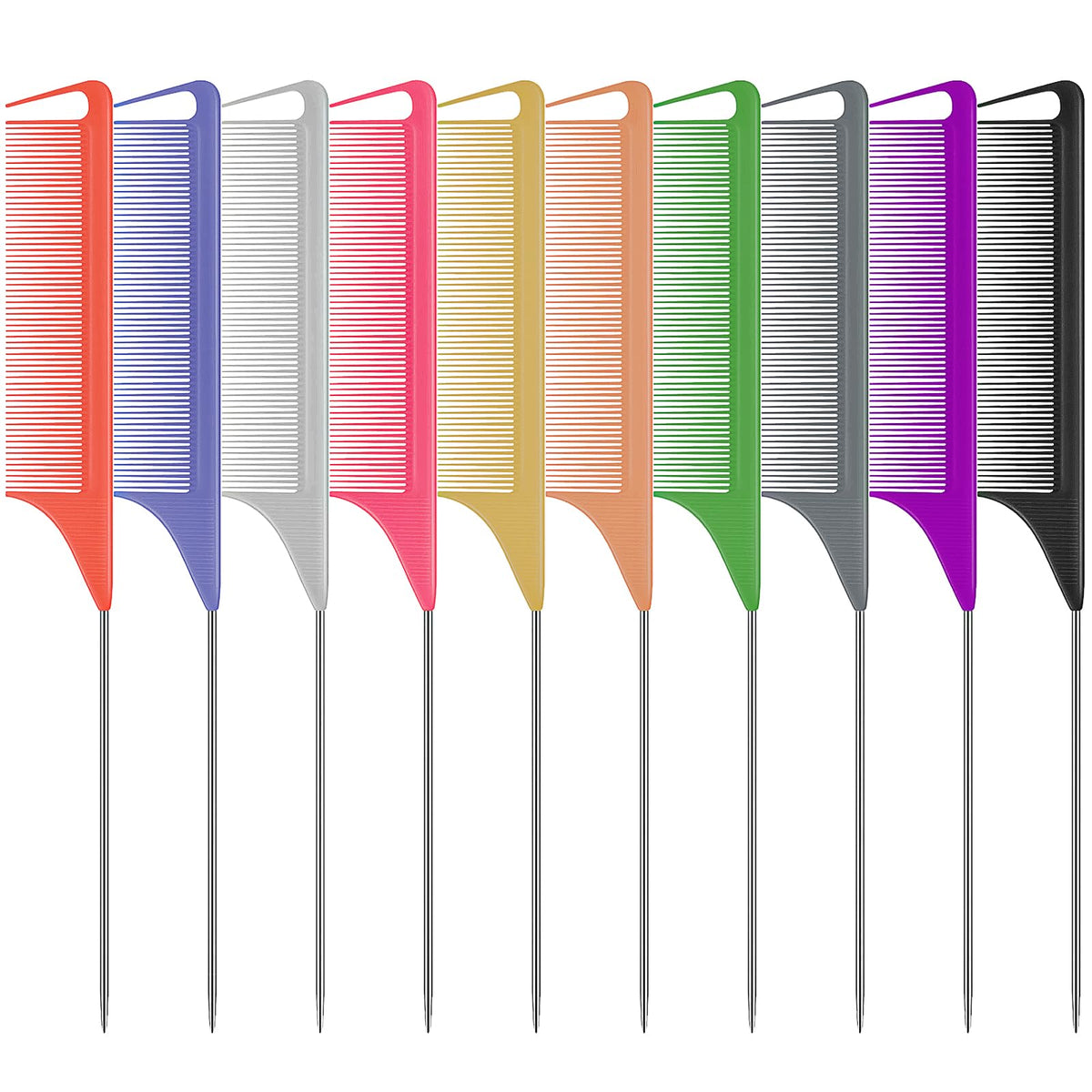 FIRSTPELLA 10 PCS Rat Tail Combs Set in various colors