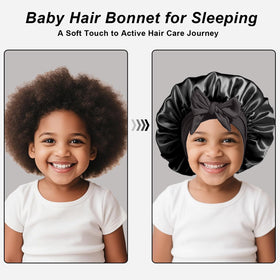 FIRSTPELLA Kids Silk Bonnet black colour hanging