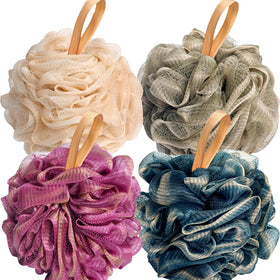 Fishent Loofahs Bath Sponge 4 Pack in assorted colours