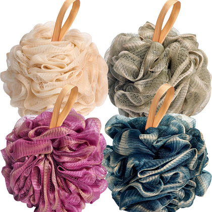 Fishent Loofahs Bath Sponge 4 Pack in assorted colours