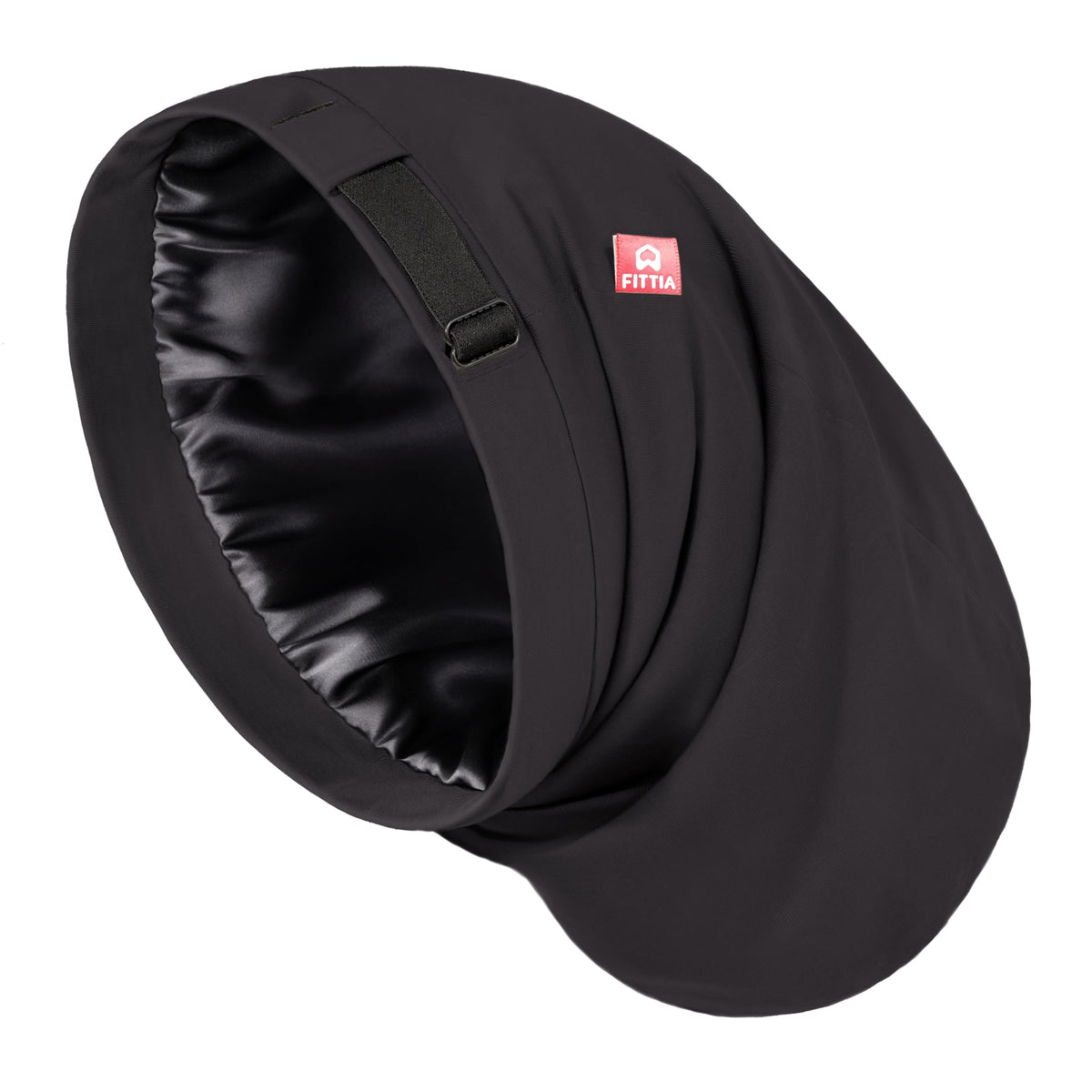 Fittia Large Satin Bonnet for Men front view in black