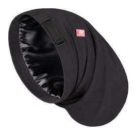 Fittia Large Satin Bonnet for Men front view in black