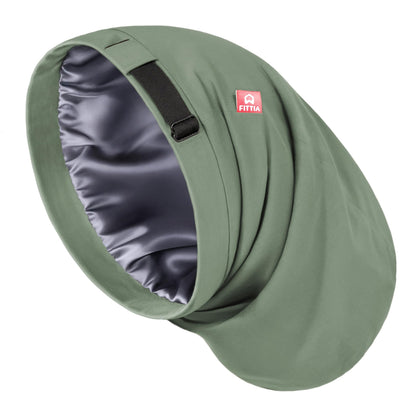 Fittia Large Satin Bonnet for Men in Military Green front view