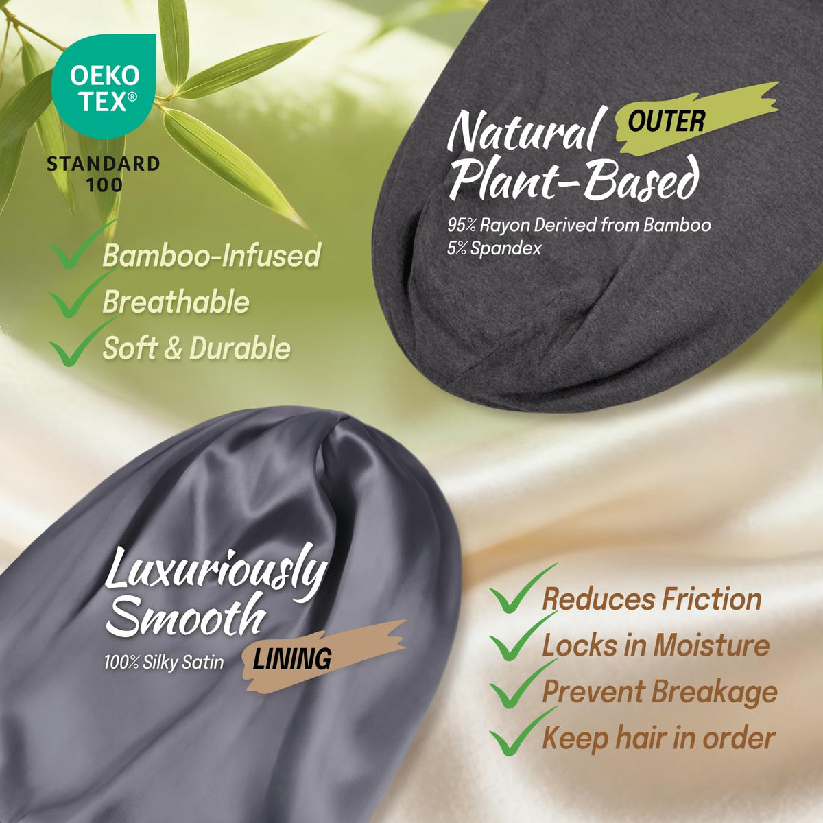 Fittia Large Satin Bonnet for Men in use during sleep