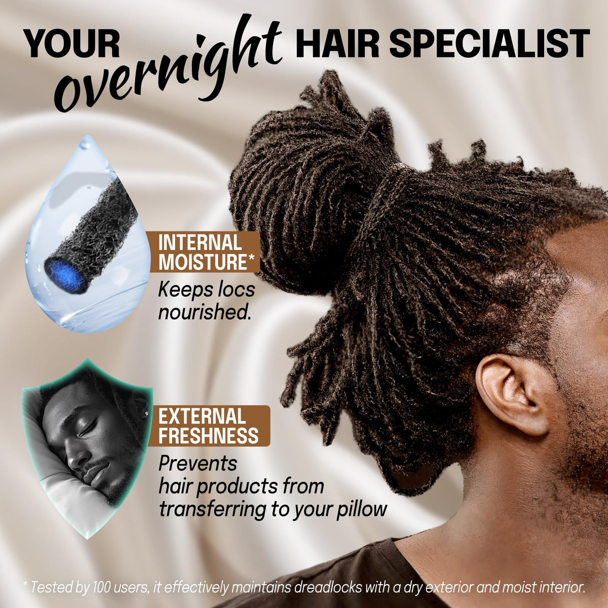 Fittia Large Satin Bonnet for Men with dreadlocks inside