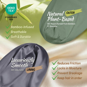 Fittia Large Satin Bonnet showing adjustable elastic band