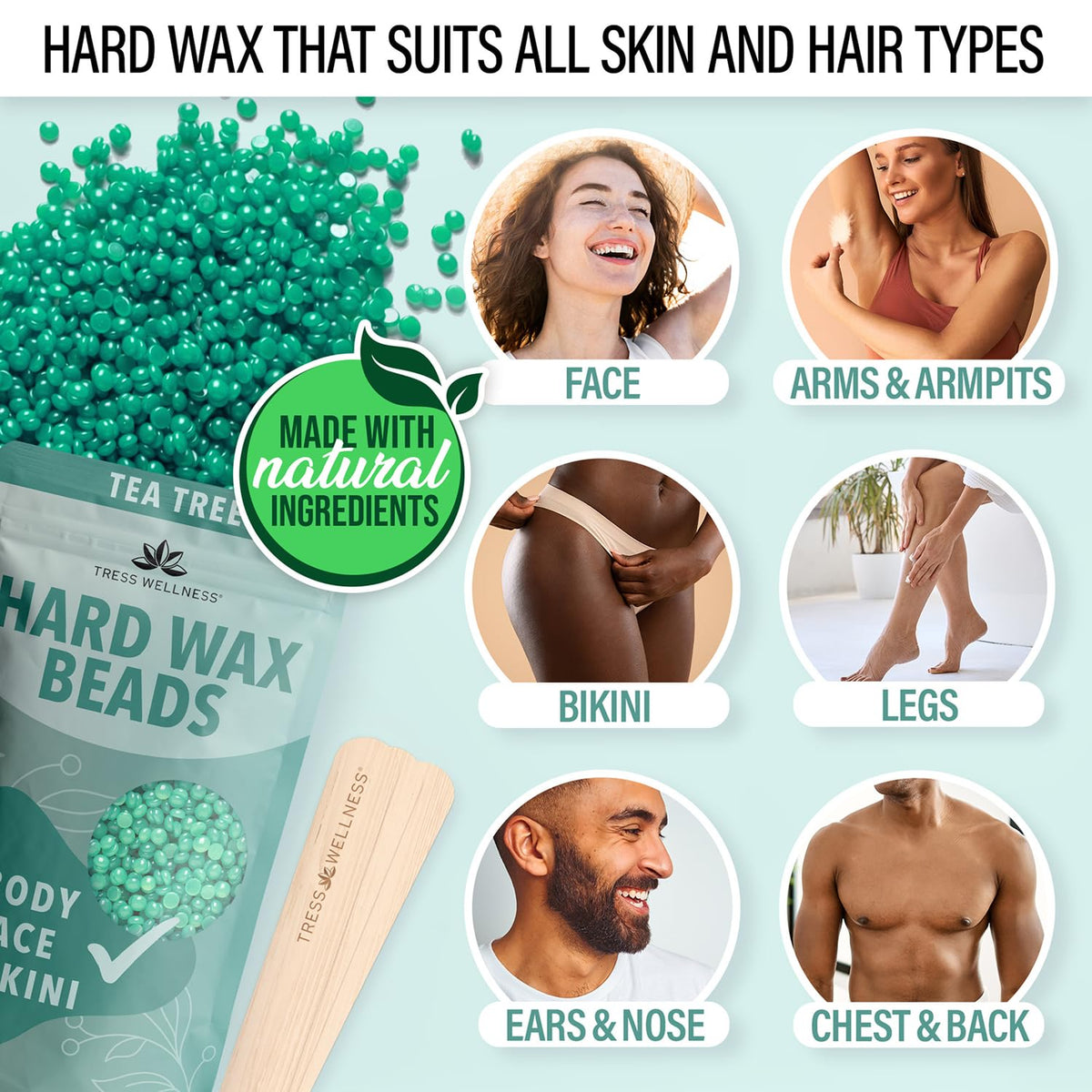 Five scented hard wax bead bags included in Tress Wellness kit