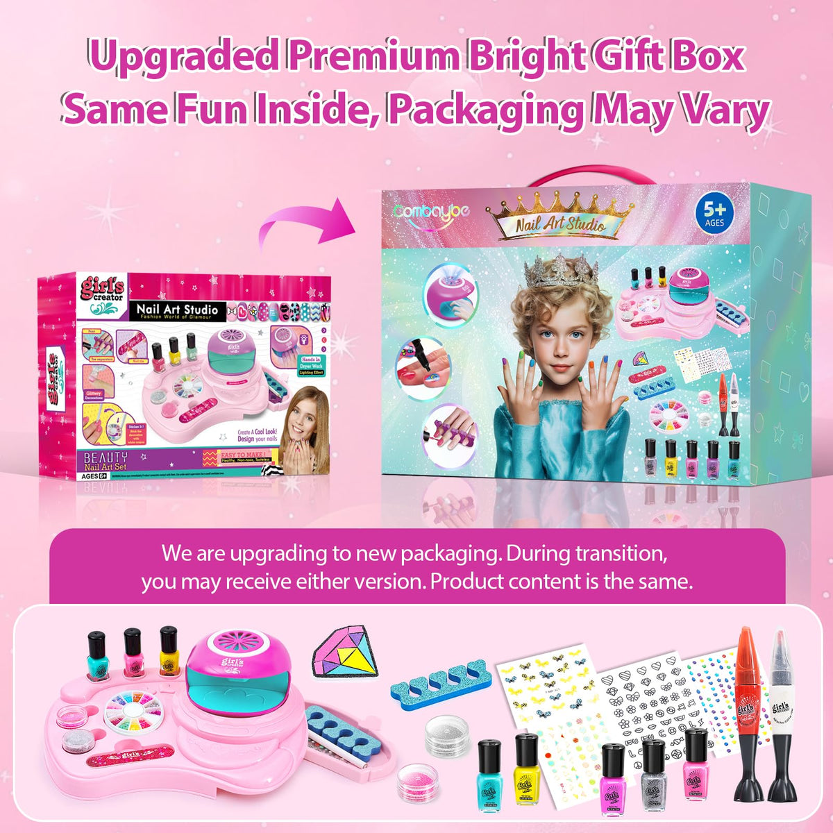 Five vibrant peelable nail polishes included in the kit