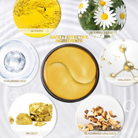 Fivewan 24k Gold Under Eye Patches in use on a relaxing background