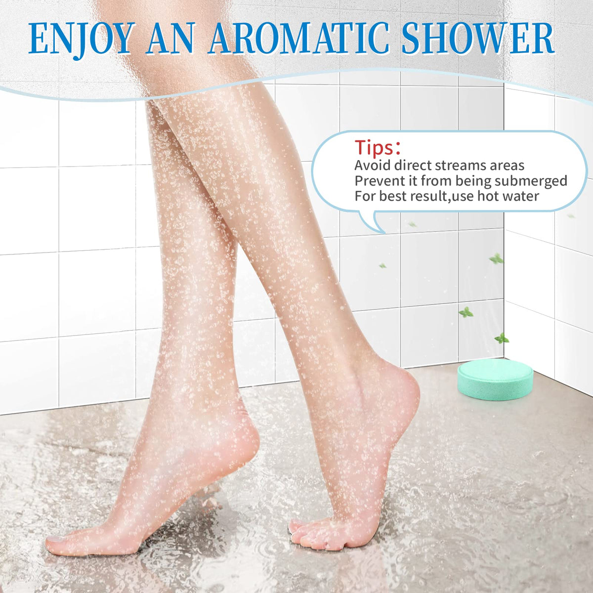 Fizzgarden shower steamer in sea scent close-up