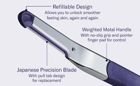 Flamingo Dermaplane Blades showing stainless steel blades