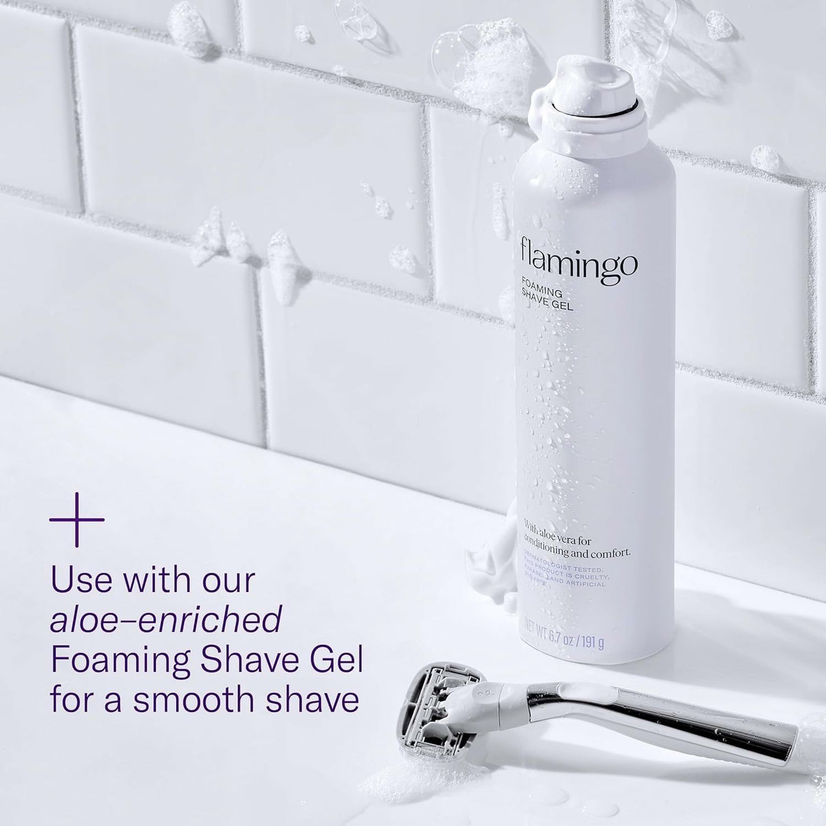 Flamingo razor handle showing ergonomic design