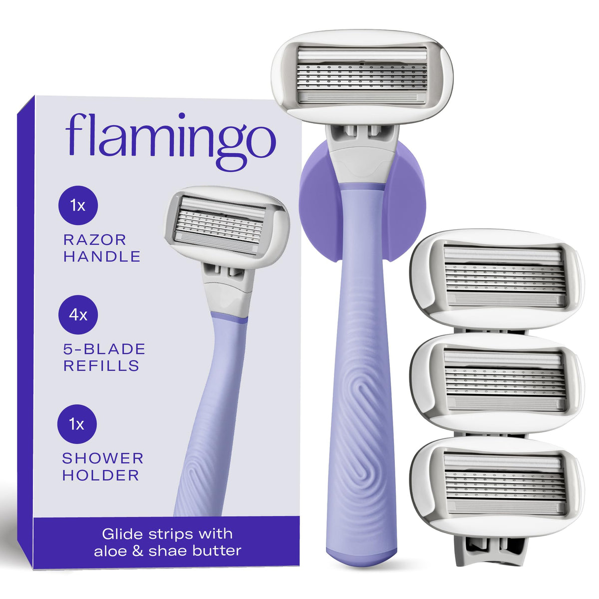 Flamingo Shaving Razor Set for Women including handle and refills
