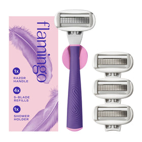 Flamingo Shaving Razor Set for Women with handle and blade refills