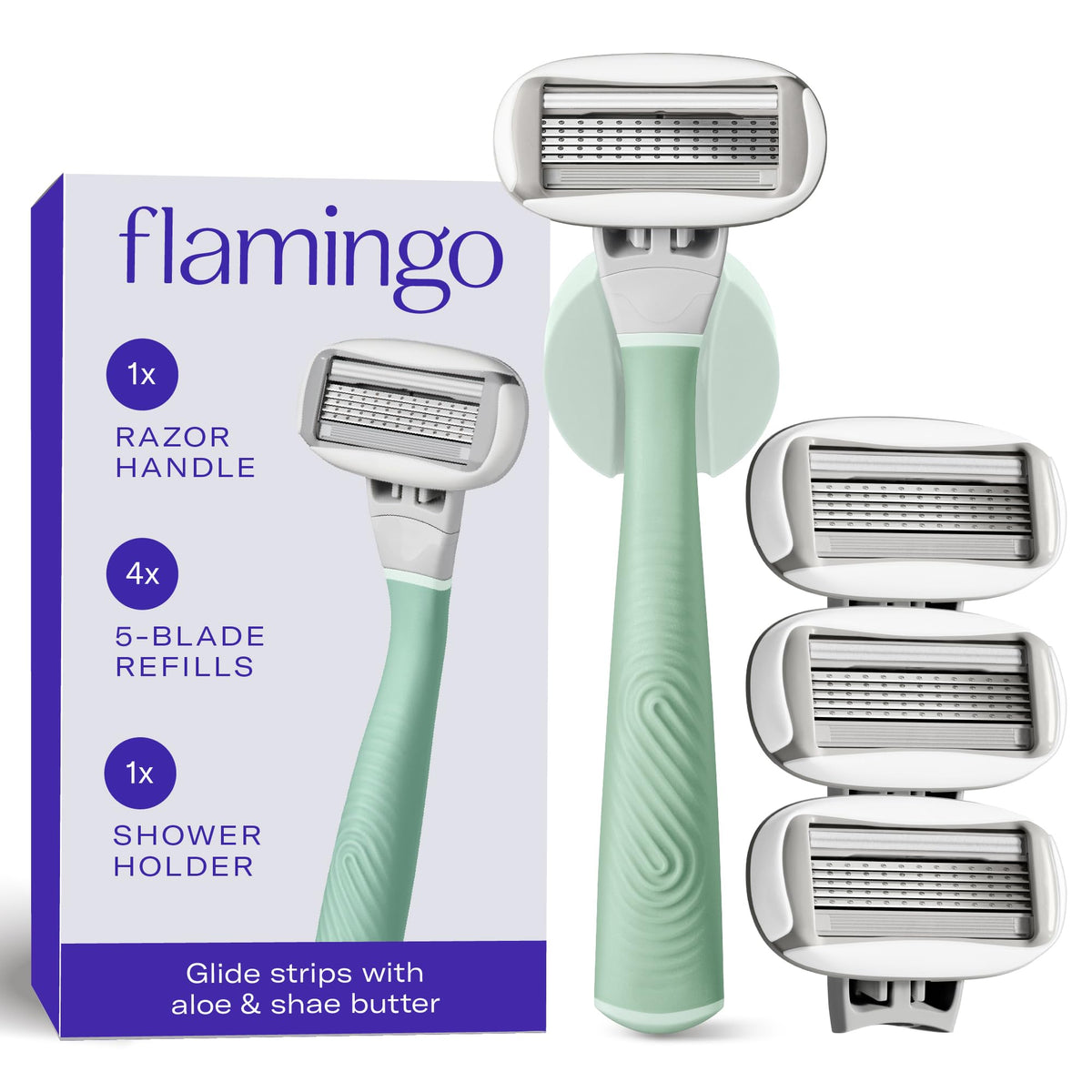 Flamingo Shaving Razor Set for Women with handle and refills