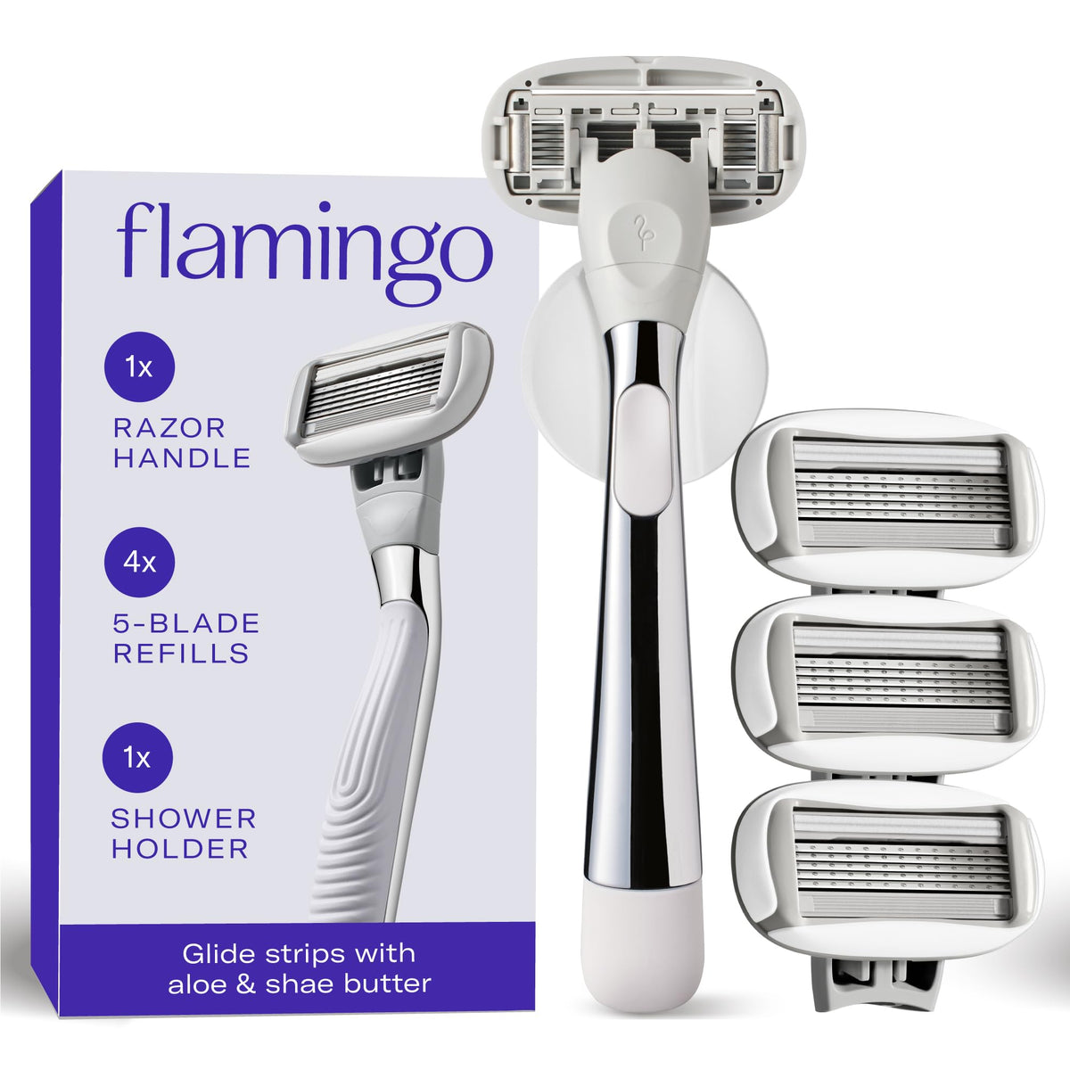 Flamingo Shaving Razor Set for Women with handle and refills