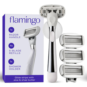 Flamingo Shaving Razor Set for Women with handle and refills