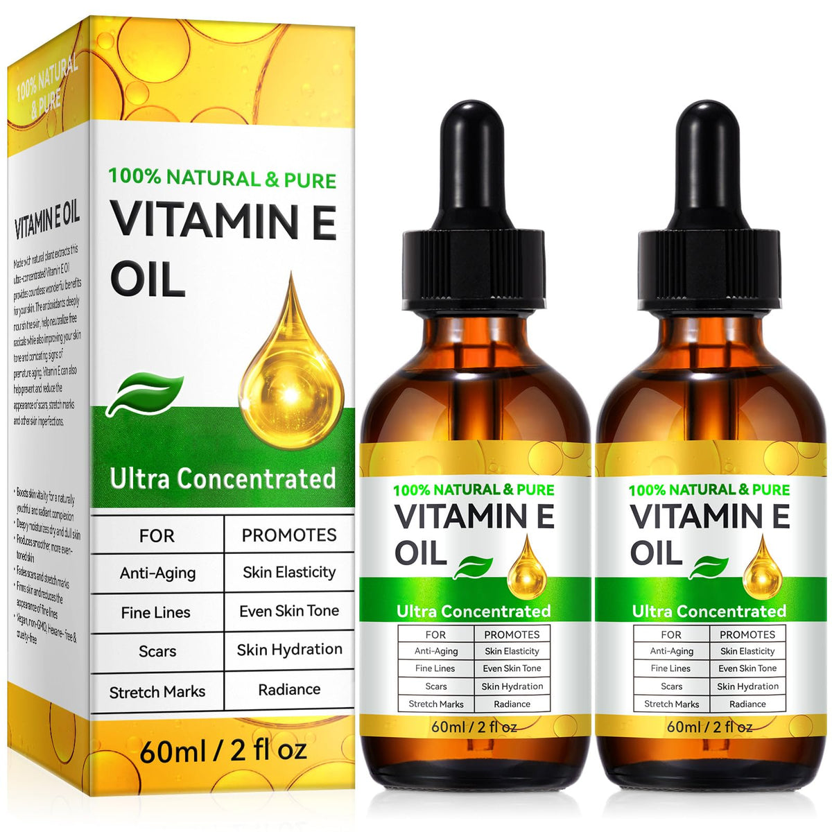 flasture Vitamin E Oil 2 pack front view with labels