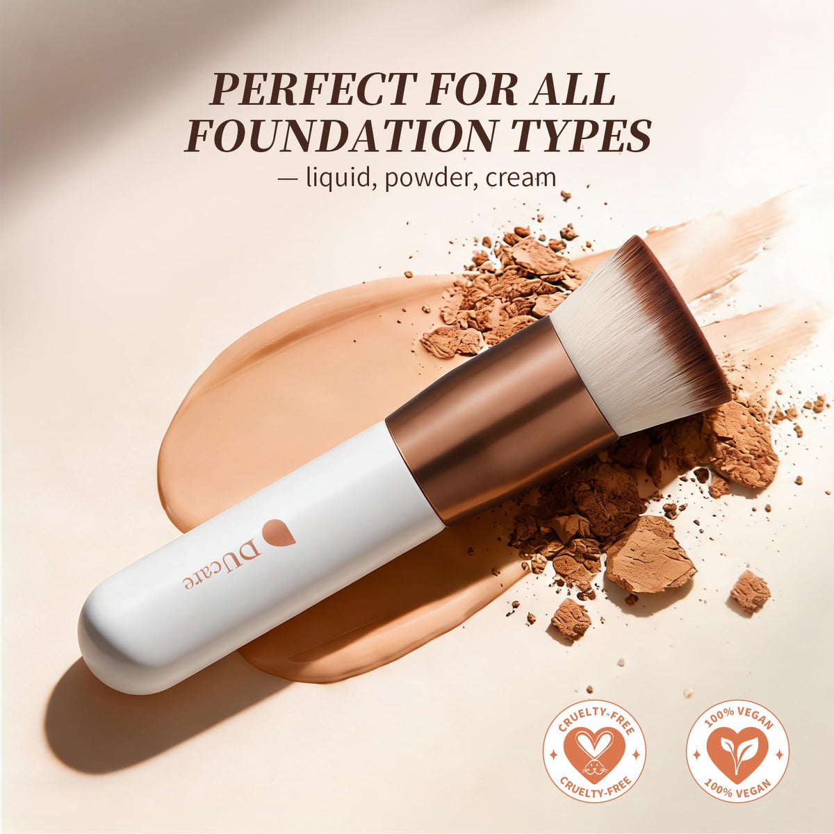Flat head of DUcare Kabuki brush for blending