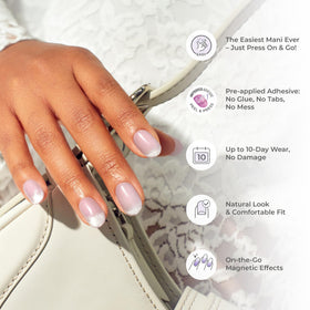 Flat lay of imPRESS ColorFX nails with accessories