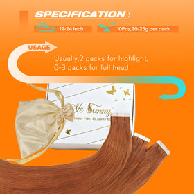 Flat lay of Sunny Hair Tape in Extensions Copper Orange