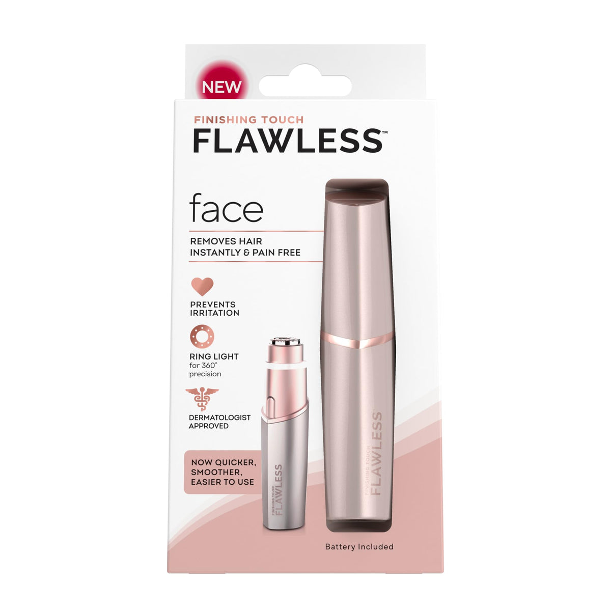 Flawless Facial Hair Remover for Women in rose gold with LED light