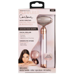 Flawless Vibrating Facial Roller in use on a model's face