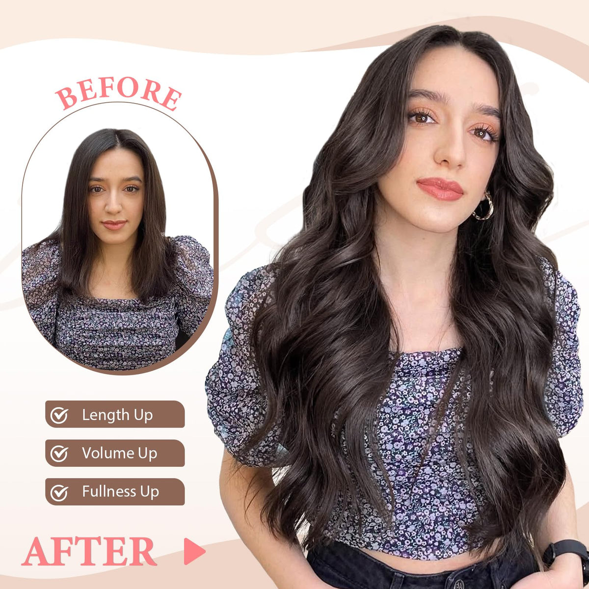 Fliace Clip-In Hair Extensions 6.7 inches wide with 4 clips