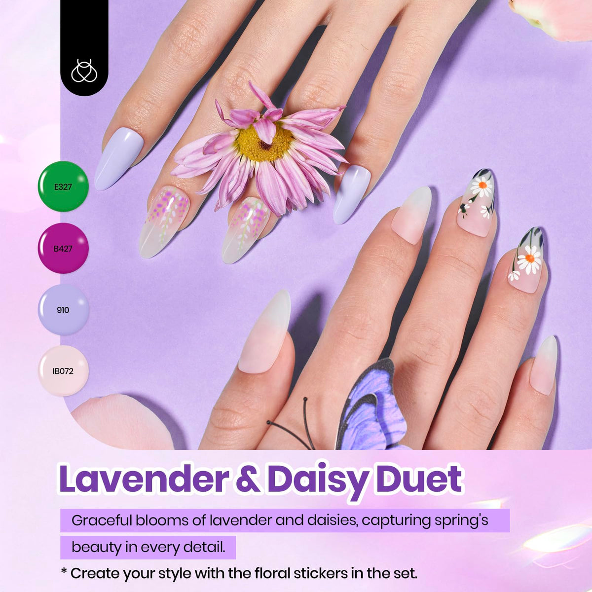 Floral nail stickers included in beetles Gel Polish set