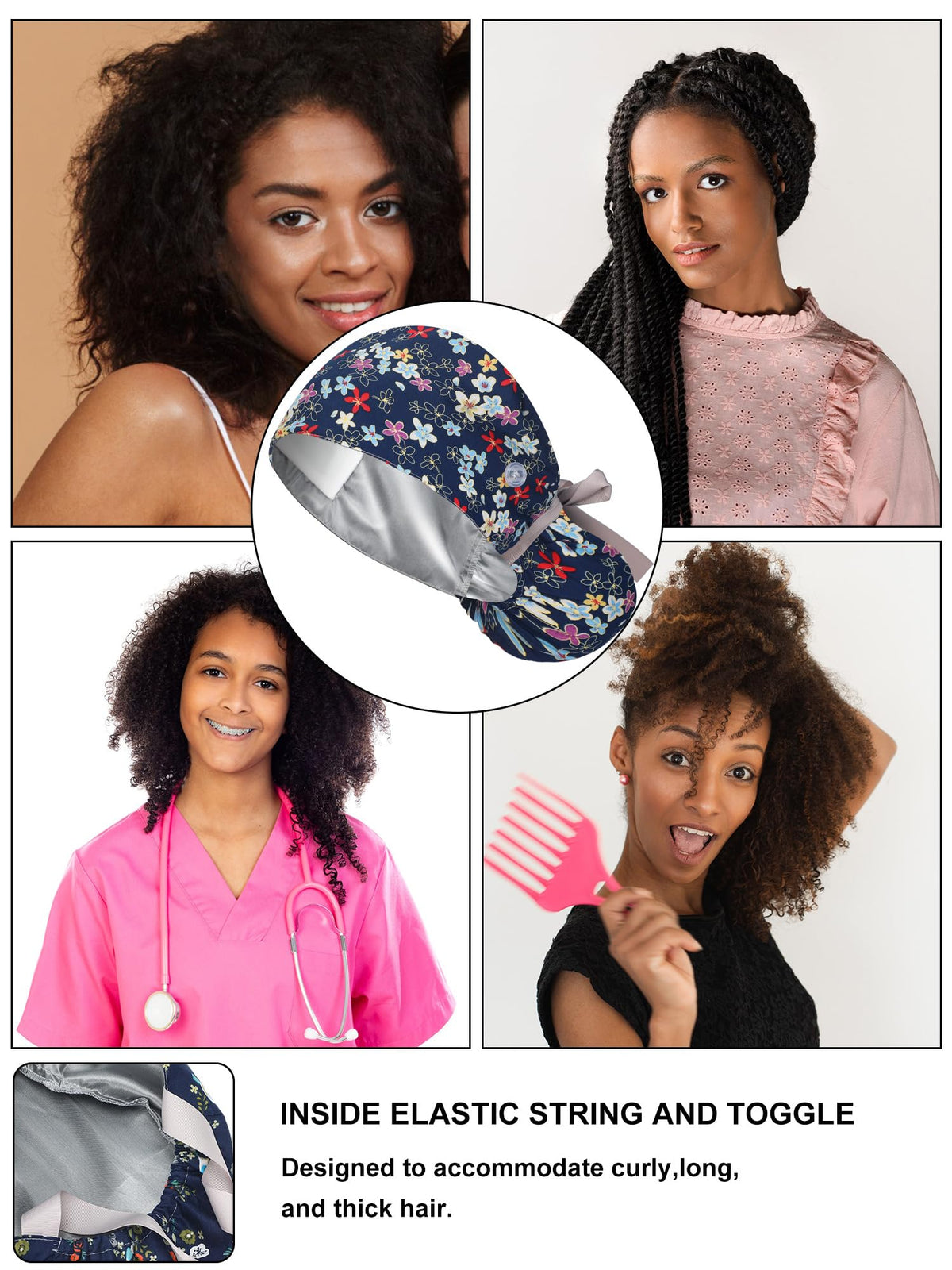 Floraltop scrub cap displayed on a flat surface with packaging
